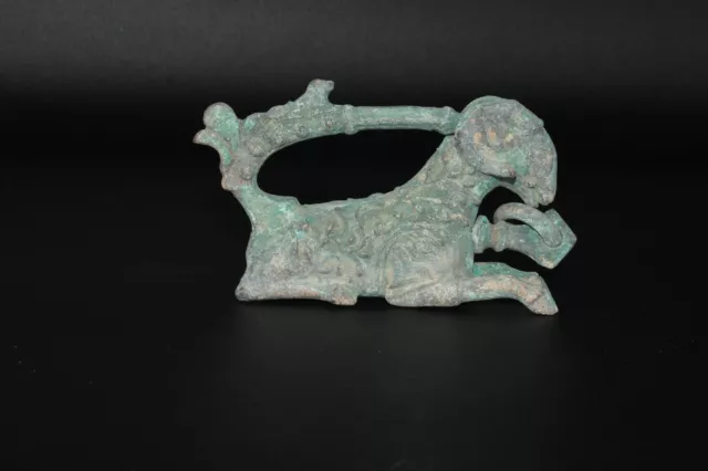 Ancient Old Near Eastern Sasanian Bronze Ram Statue Sculpture Ornament 3