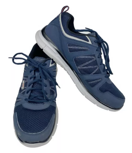 SKECHERS MEN'S TEXTILE air-cooled memory foam Blue/yellow Sneakers Size EUC $22.94 - PicClick