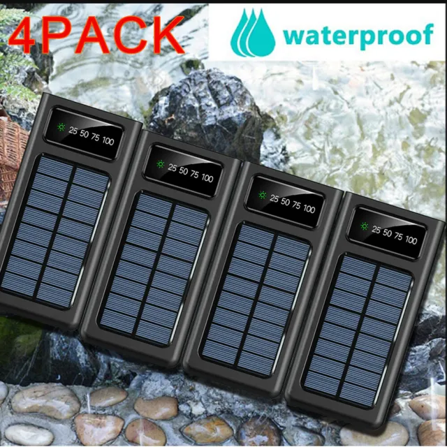 4Pack Solar Power Bank Charger 50000mAh External Battery & LED Flashlight NEW