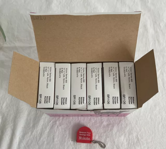 LOT OF 6 Nu-Kote BR106N Victor Series 600 EPC Black/Red Nylon Ribbon 1/2" x 21’