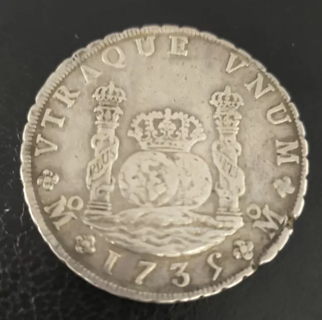 España. Año 1735.  Felipe V. 8 Reales Plata Mexico Mf . Peso 26.9 Gr