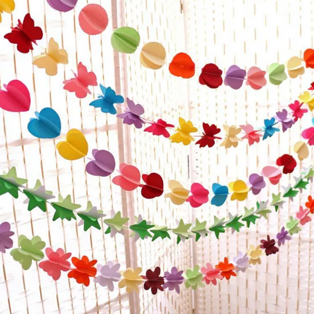 Hanging Paper 3D Heart Garland Birthday Party Wedding Ceiling Banner Decor B~7H