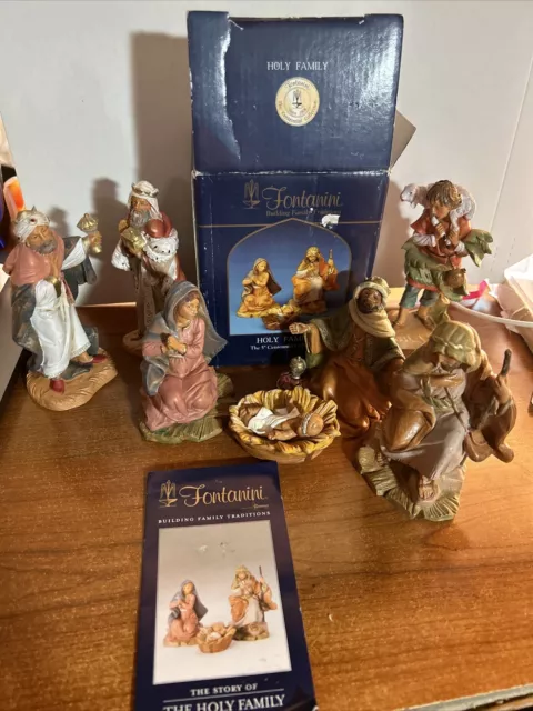 Vintage Lot Fontanini Depose Italy 5 “Nativity Figure Set 8 Pieces Centennial