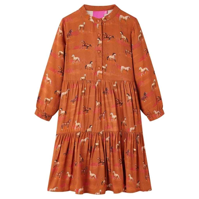 Abito da Bambina con Stampa Cavalli Cognac 140 vidaXL
