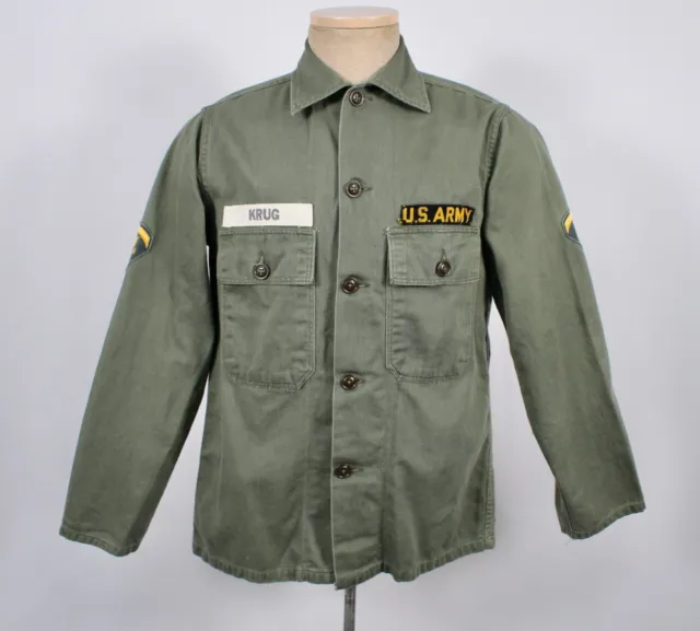 MEN'S VTG 1950S 1960s US Army Vietnam War Sateen Shirt Sz S 50s 60s ...