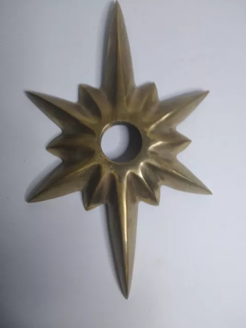 SCHLAGE 1950s Vintage Brass Atomic Starburst Doorknob Backplate