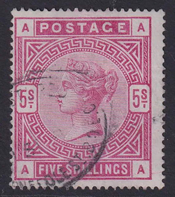 GB. QV. SG 180, 5/- rose. Fine used. Cat £250.