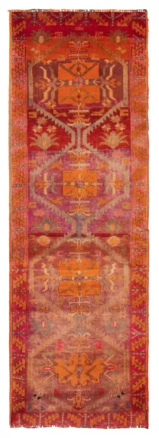 Traditional Vintage Hand-Knotted Carpet 3'3" x 9'8" Wool Area Rug
