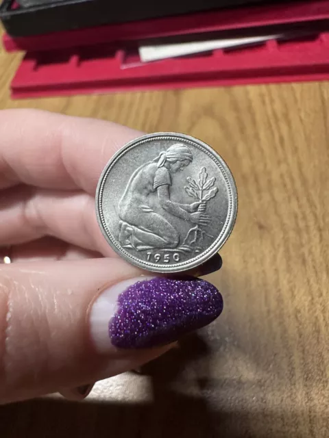 Coin Germany Bundesrepublik 50 Pfennig 1950 F Aj