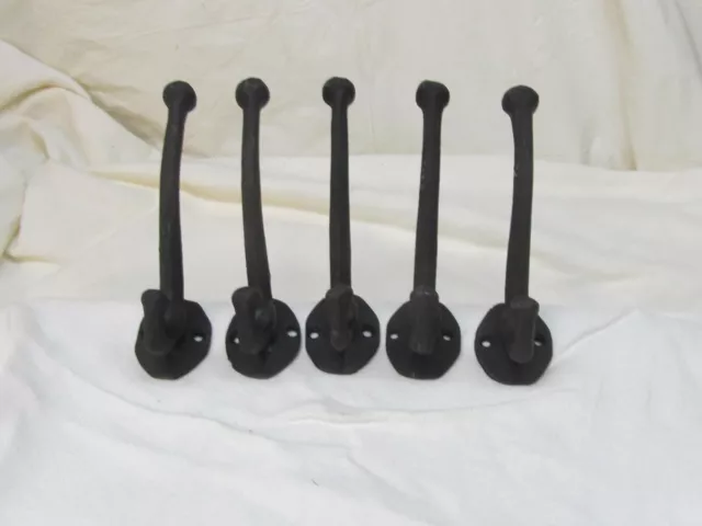 Lot of 5 LG Vintage style Cast Iron Acorn Coat & hat Hooks