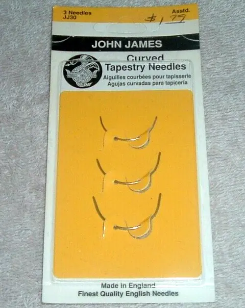 John James JJ30 Curved Tapestry Fine English Needles Three Sizes on Card ~ WA