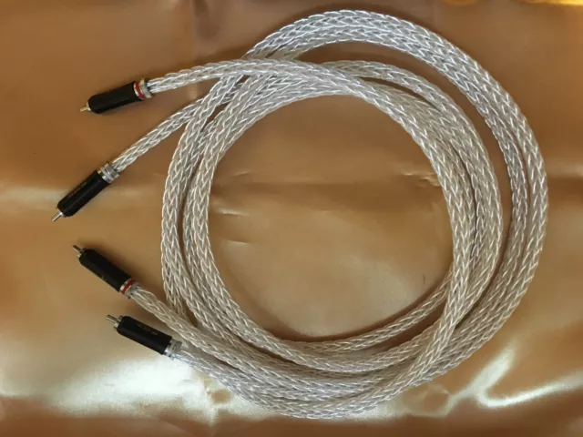 RCA / CINCH HIGHEND KABEL 2m - FEINSTES  KUPFER - GEPFLOCHTEN  - SEHR EDEL - NEU