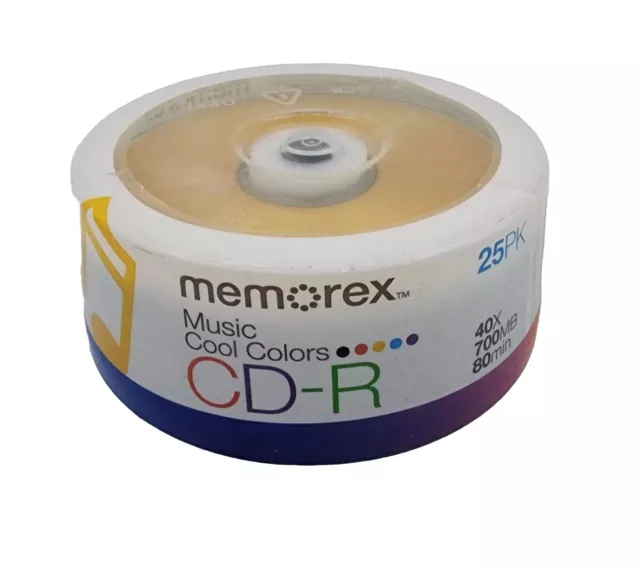 Memorex Music Cool Colors CD-R 40X / 700MB / 80 Min Recordable Discs New Sealed