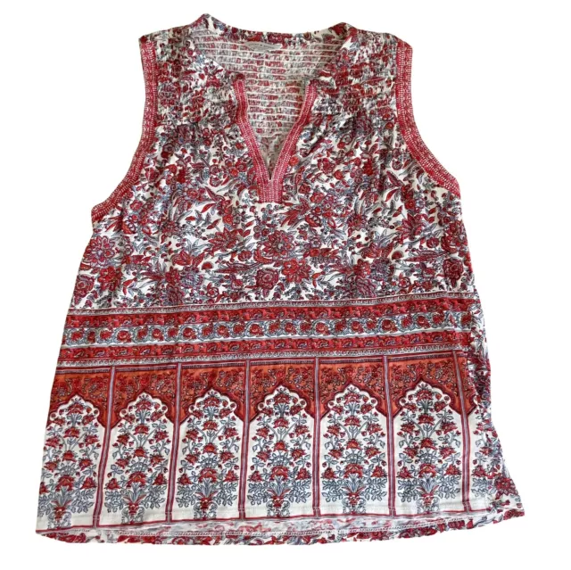 Lucky Brand Women’s Rust Floral Deep V-Neck Embroidered Sleeveless Tank Top M