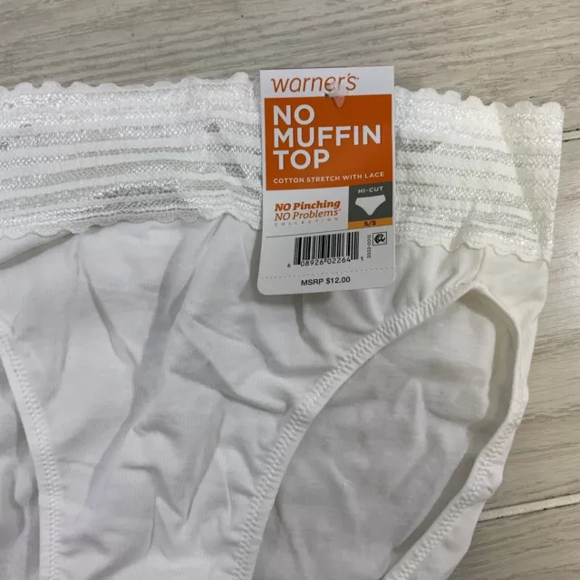 Warners No Muffin Top Hi-Cut Panty, Womens Size Small/5, White MSRP $12 2