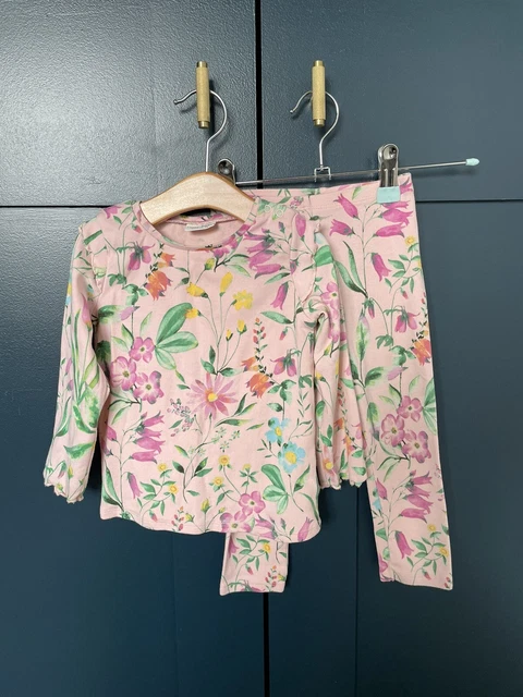 Next Baby Girls Pink Flowery Top And Leggings Set 12-18 Months