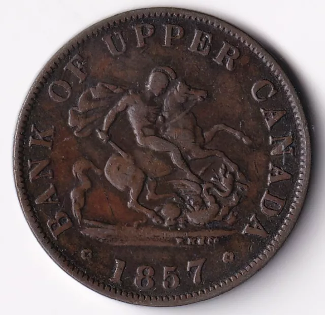 Bank Of Upper Canada 1857 Half Penny Dragonslayer Token PC-5D BR-720 #5