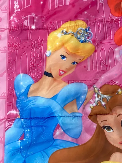 Disney Princess Sleeping Bag Cinderella Beauty Ariel Pink Bedding Zip Around