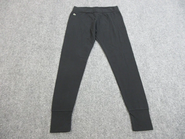 Lacoste Pants Mens Large Black Stretch Cuffed Lounge Joggers Logo Cotton Blend