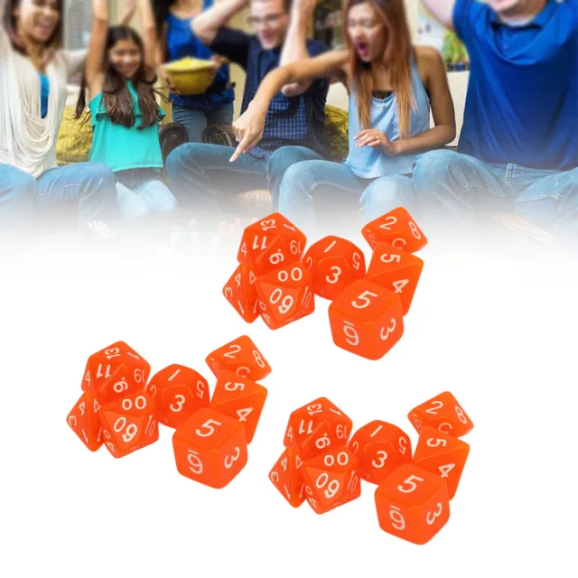 (Orange)Number Dice Set Waterproof Portable Exquisite Clear Numbers Educational