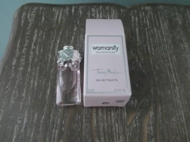 miniature parfum womanity eau pour elles eau de toilette 5ml dans sa boîte en be