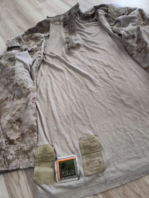 USMC MARINES FROG Combat Ensemble Shirt Desert Marpat 1/4 Zip Tan Size ...