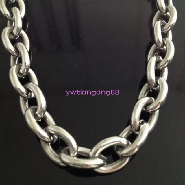 7"-40" Heavy & Huge Mens 316L Stainless Steel Silver Big O Link Chain Necklace