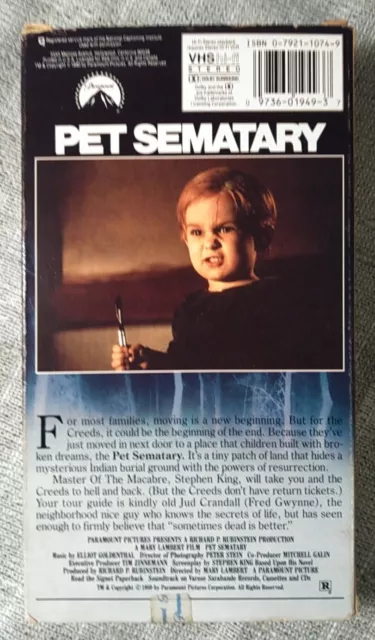PET SEMATARY VHS Tape 1989 Stephen King Horror Movie Film Thriller $9. ...