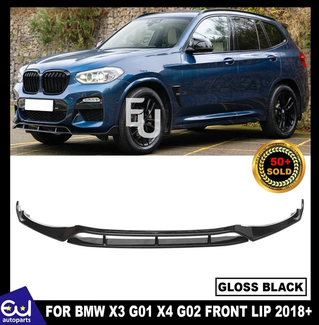 Front Bumper Lip Spoiler 3-Piece Set For BMW X3 G01 / X4 G02 LCI M-Sport 2022-2024 (Carbon Fiber Print)