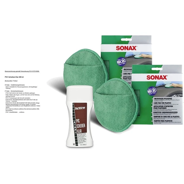 YACHTICON DISCHI PVC DETERGENTE VETRO PLASTICA + 2x TAPPETINO CURA MICROFIBRA