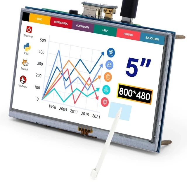 ELECROW 5-Inch Resistive Touch Screen TFT LCD Display, 800x480 HD Resolution,...