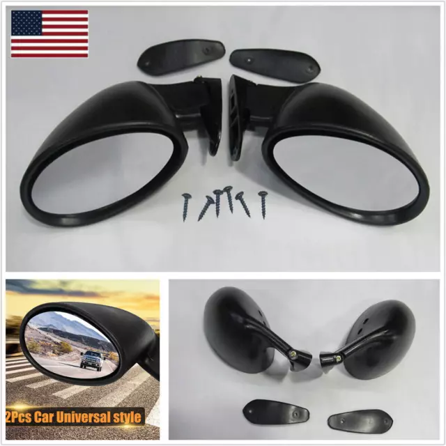 California Classic Universal Black Side Mirrors PAIR Hot Rod Rat Rod Muscle Car