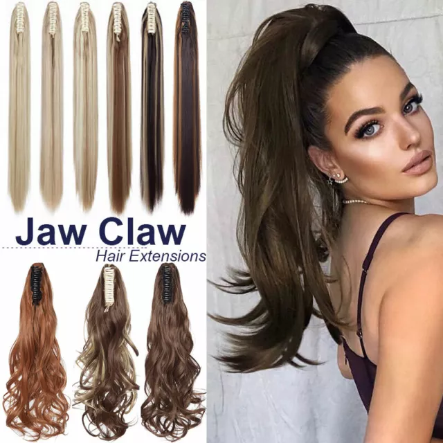 AU Jaw Claw On Ponytail Hairpiece Clip in Fake Pony Tail As Human Hair Extension