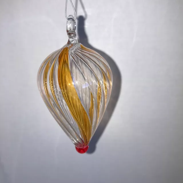 Vintage Hand-Blown Swirl Glass Christmas Ornament