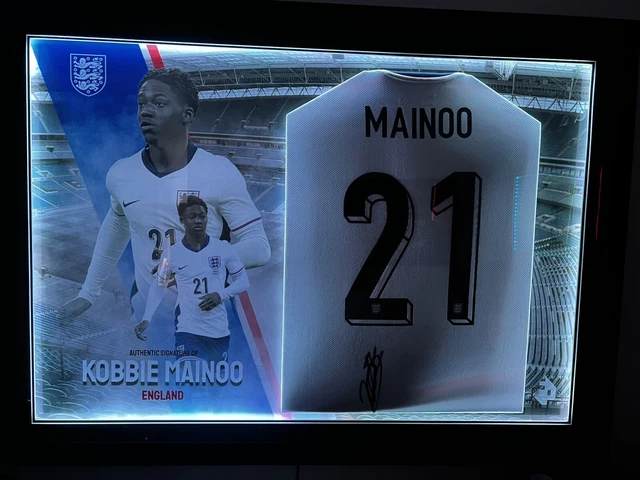 Mainoo Autograph KOBBIE MAINOO HAND Signed England Debut Home Shirt LED Framed w/ COA £ ...