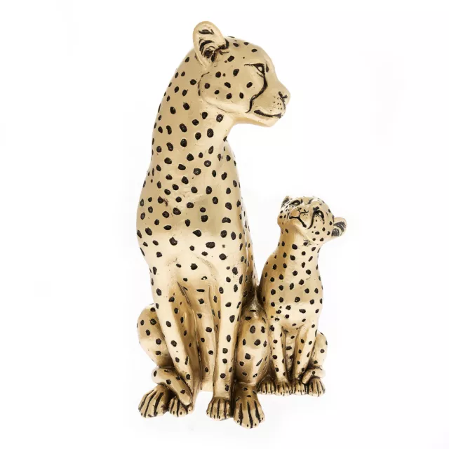 Glold Gepard Katze Duo Figur Ornament Statue 25cm