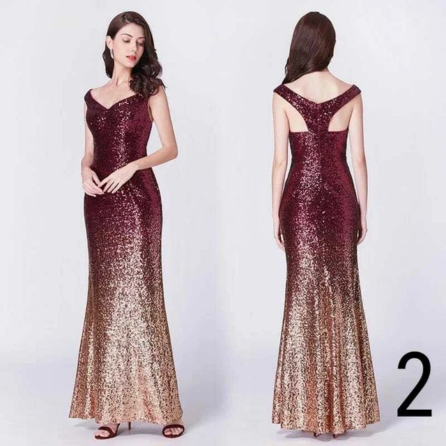 Abito da sera da cerimonia Abito lungo elegante matrimonio pailletes