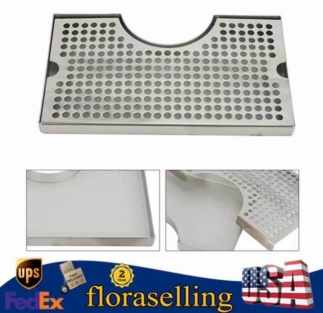 Stainless Steel Beer Kegerator Surface Mount Tower Drip Tray Pan Removable 12x7"
