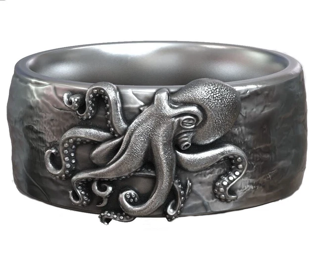 Octopus Tentacle Ring Kraken Wedding Band Ring 925 SOLID STERLING SILVER Gothic