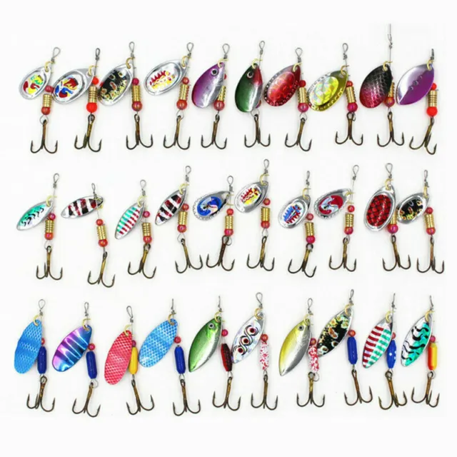 30X/Set Metal Mixed Spinner Fishing Lure Pike-Salmon Baits Bass Trout Fish Hook 2