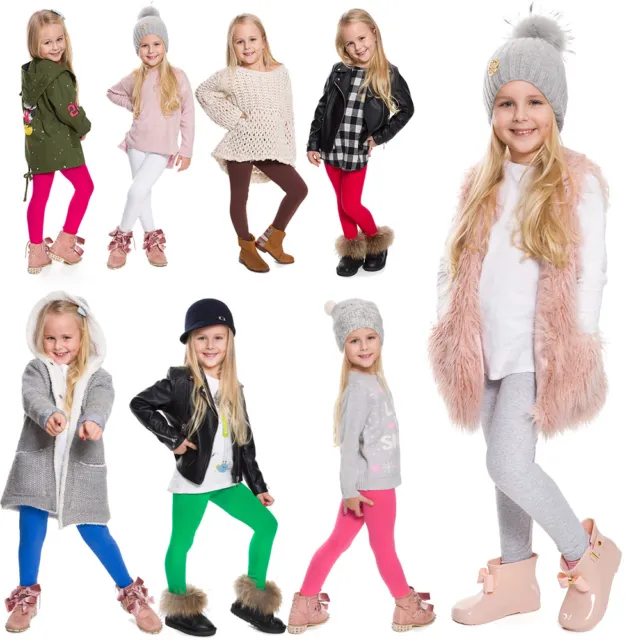 Leggings Pantaloni Festa Bambini Bambini Ragazze Cotone Spessi Lunghezza Intera Tutte le Età