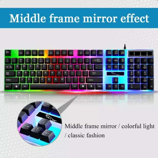 Gaming Keyboard Mouse Set Rainbow LED Wired USB For PC Laptop PS4 Xbox One 360UK 3