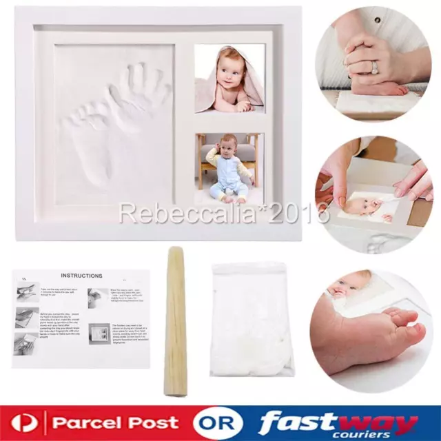 Baby Handprint Footprint Picture Frame Clay Kit Newborn Hand & Foot Prints Gift