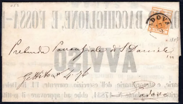 Lombardei-Venetien Nr. 1 5 Centesimi grande manifesto da Padova il 17.9 (1857)