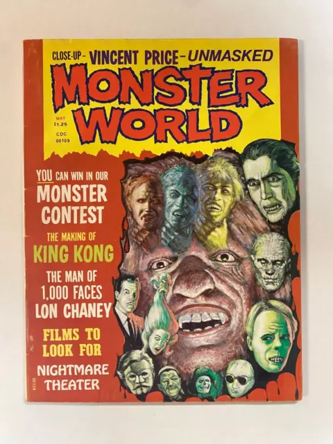 MONSTER WORLD Vol. 1 No. 2 1975 Horror Magazine VINCENT PRICE Unmasked