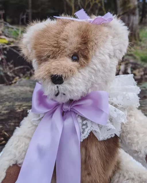 real artisan made mink fur teddy bear-mother grim signed  