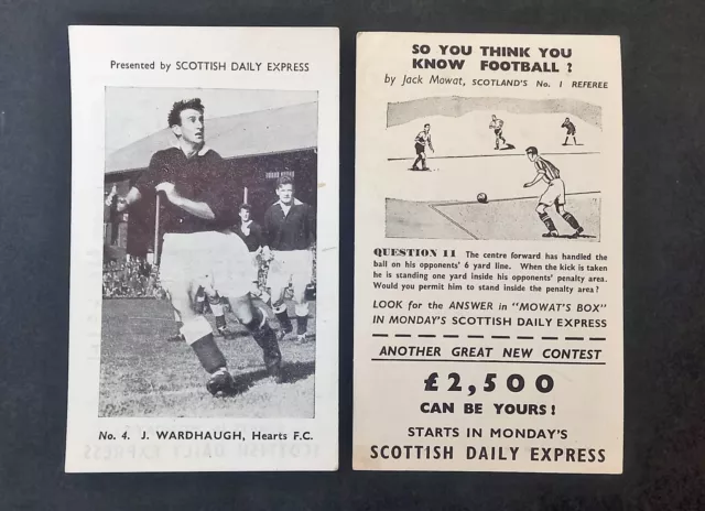 J. Wardhaugh Hearts FC No. 4 Scottish Daily Express original advertising card