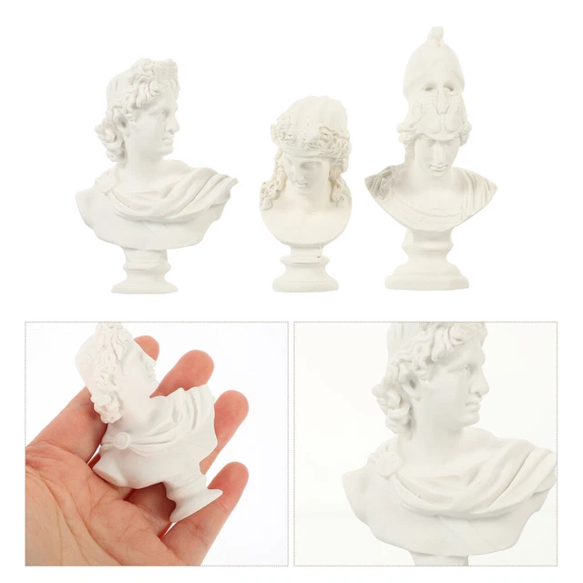 3 piezas Busto Griego Clásico Famoso Escultura Busto Yeso Estatua Escultura de Resina
