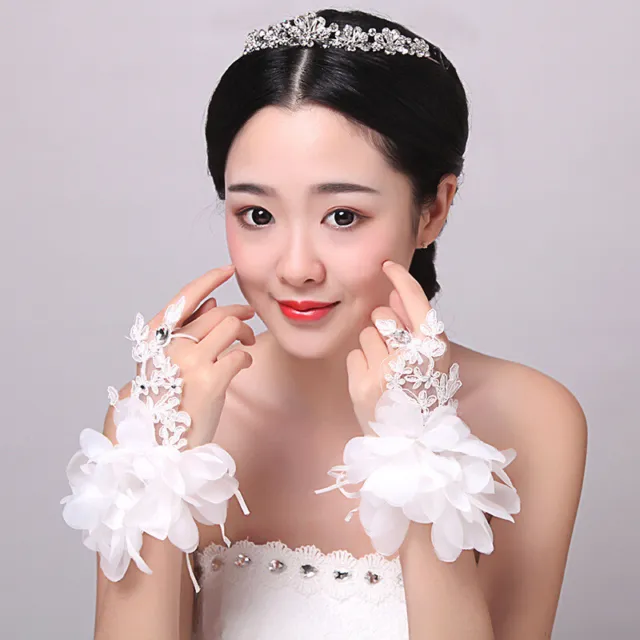 Elegant Bridal Gloves Lace Embroidered Gloves Fingerless Beaded Wedding Gloves