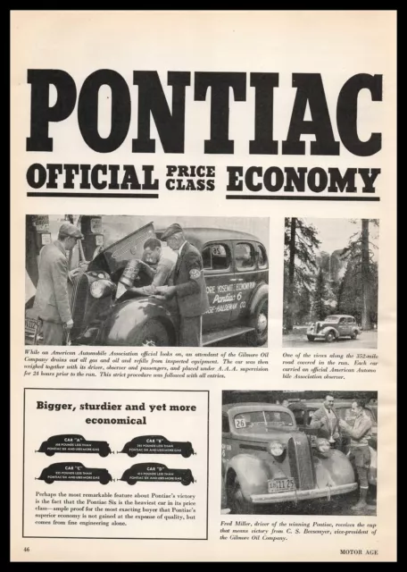 1936 Gilmore Oil Company Pontiac 6 Yosemite California Race Car Photos Print Ad